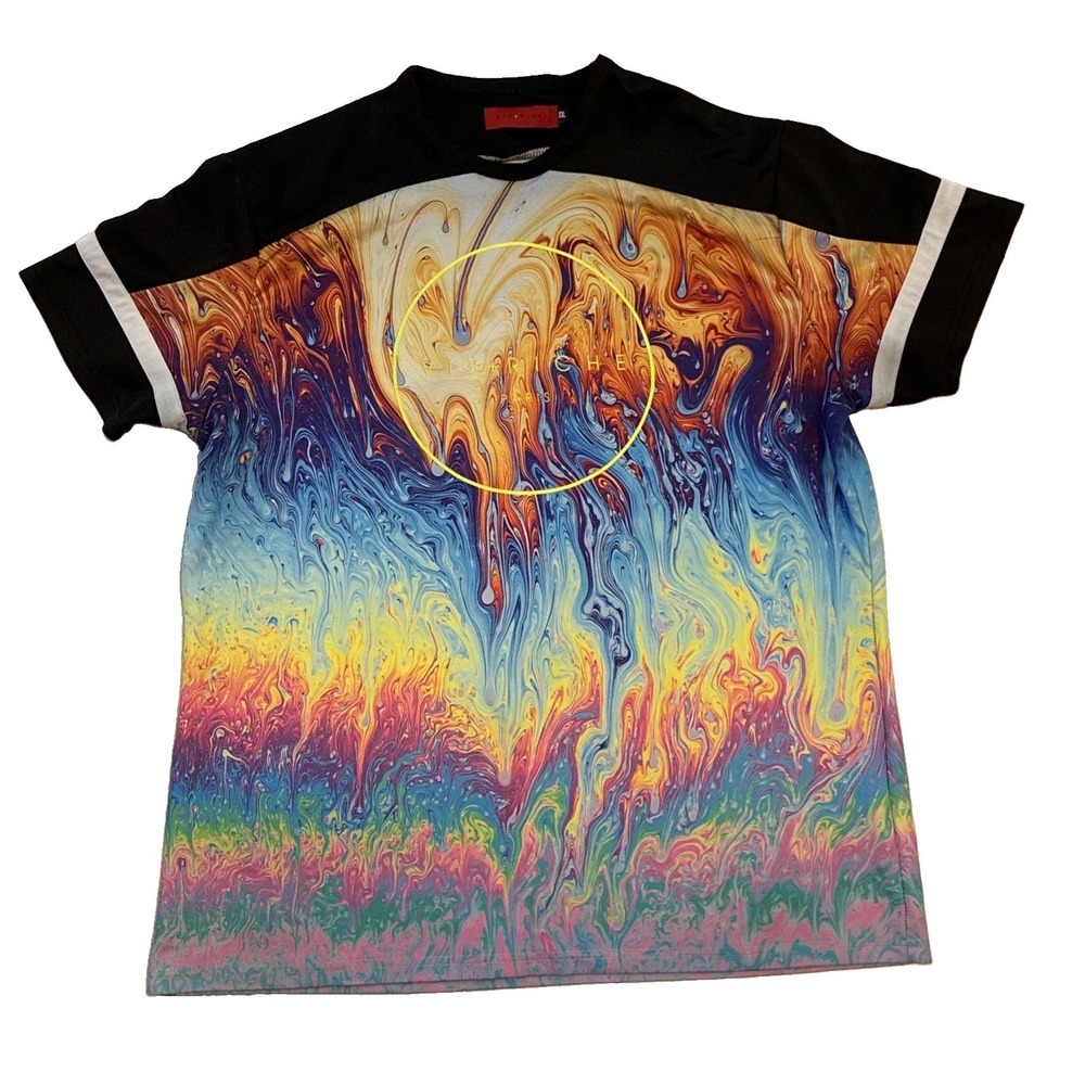Vie Riche Paris Shirt Men's 2XL AOP Abstract Marble Liquid Streetwear Colorful